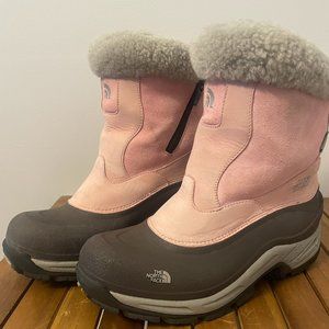 The North Face Pink Suede Womens Shearling Snow Boots